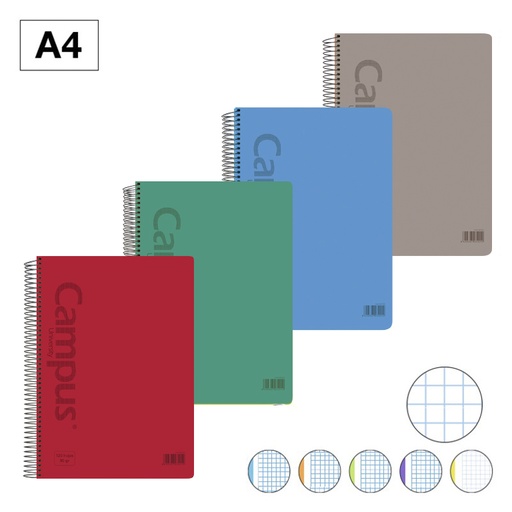 [005018] BLOC ESPIRAL FOLIO TAPA PLASTICO 80 HOJAS 90 GRAMOS PAUTA 3,5MM NEGRO